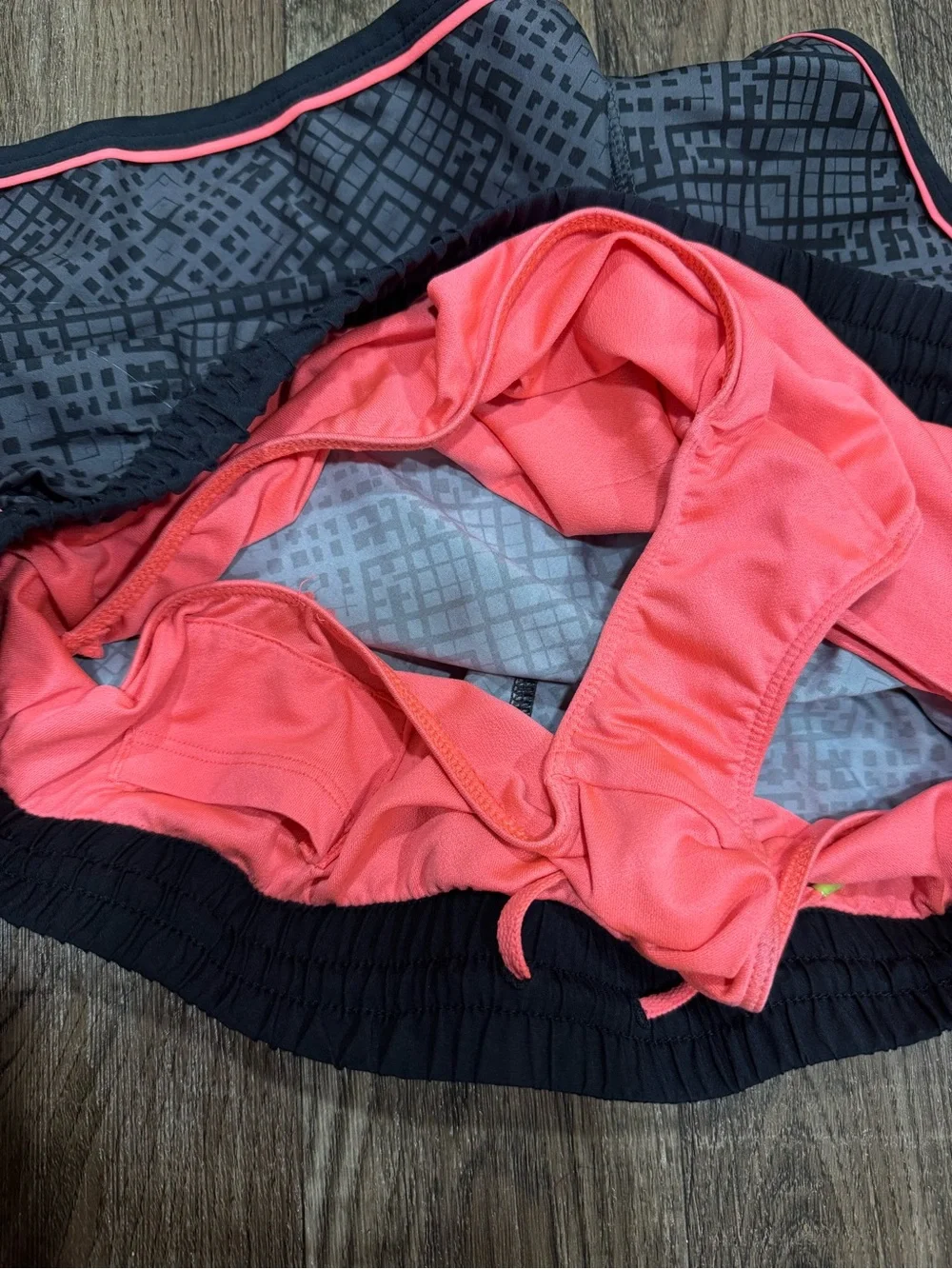 Under Armour Black Geo-Print Athletic Shorts with Pink Trim